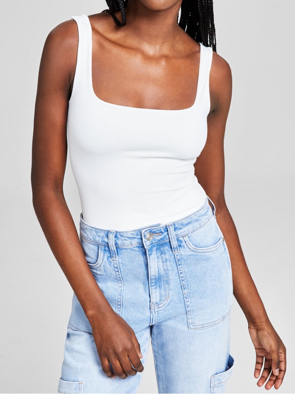 And Now This Women's Square-Neck Sleeveless Thong Bodysuit